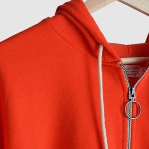 Volcom Orange Half-Zip Hoodie – Size L, Casual & Cozy